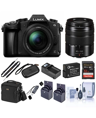 Panasonic Panasonic Lumix Dmc-G85 Mirrorless Camera w/12-60mm f/3.5-5.6 Lumix G Ois Lens Bundle with 45-150mm f/4.0-5.6 Lens, Memory Card, Bag, 2x Bat