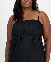 Derek Heart Trendy Plus Embroidered Lace Trim Sleeveless Maxi Dress