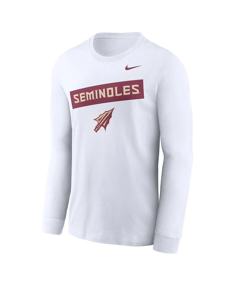 Nike Men's White Florida State Seminoles Two-Hit Classic Location Long Sleeve T-Shirt