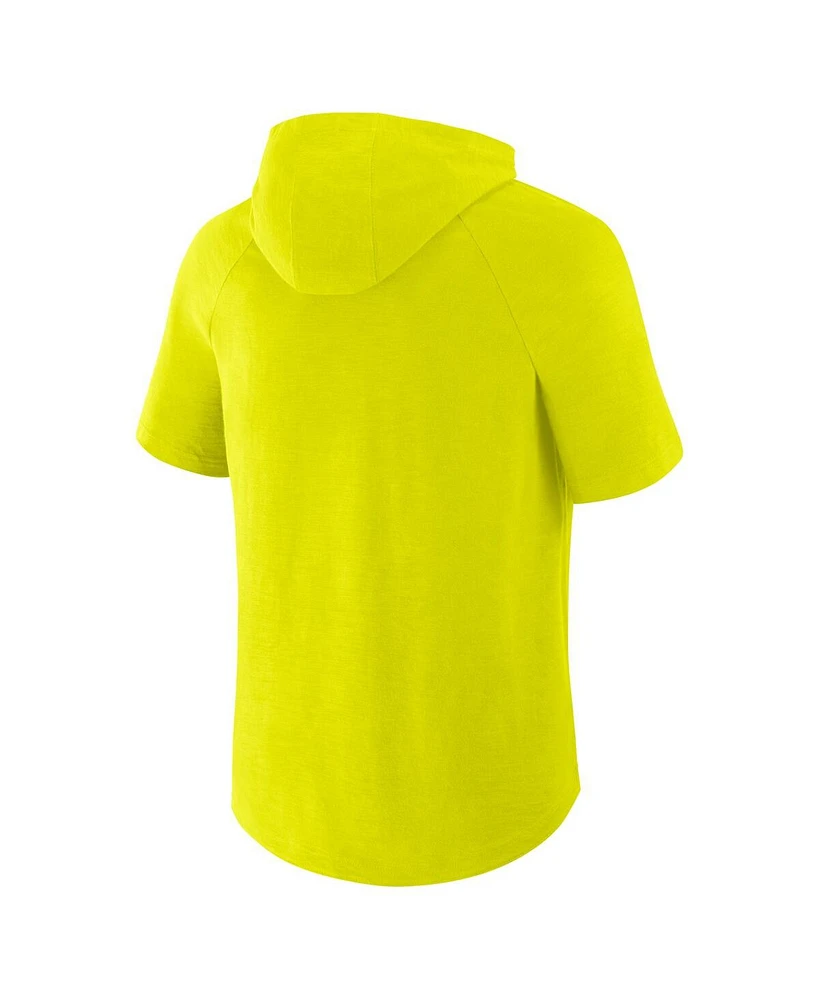 Fanatics Men's Yellow Nashville Sc Hat Trick Stadium Slub Raglan Short Sleeve Pullover Hoodie