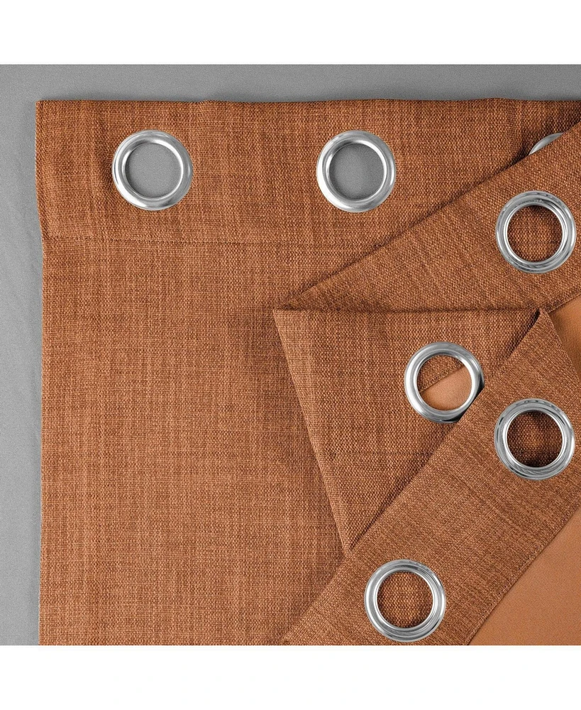 Half Price Drapes Desert Orange Grommet Textured Faux Linen Room Darkening Curtain