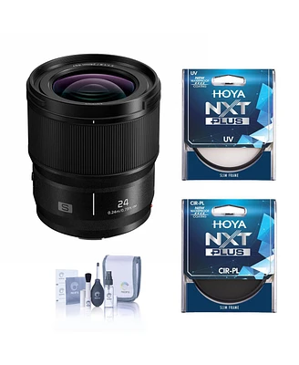 Panasonic Lumix S 24mm f/1.8 Lens for L Mount, Bundle with Hoya Nxt Plus 67mm Uv+Cpl Filter Kit, Cleaning Kit