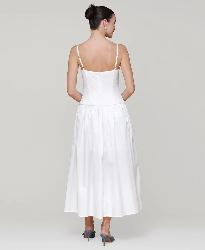 Avec Les Filles Women's Rosette-Trim Drop-Waist Midi Dress
