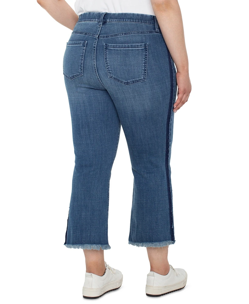 Liverpool Los Angeles Plus Gia Glider Frayed-Hem Cropped Flare Jeans