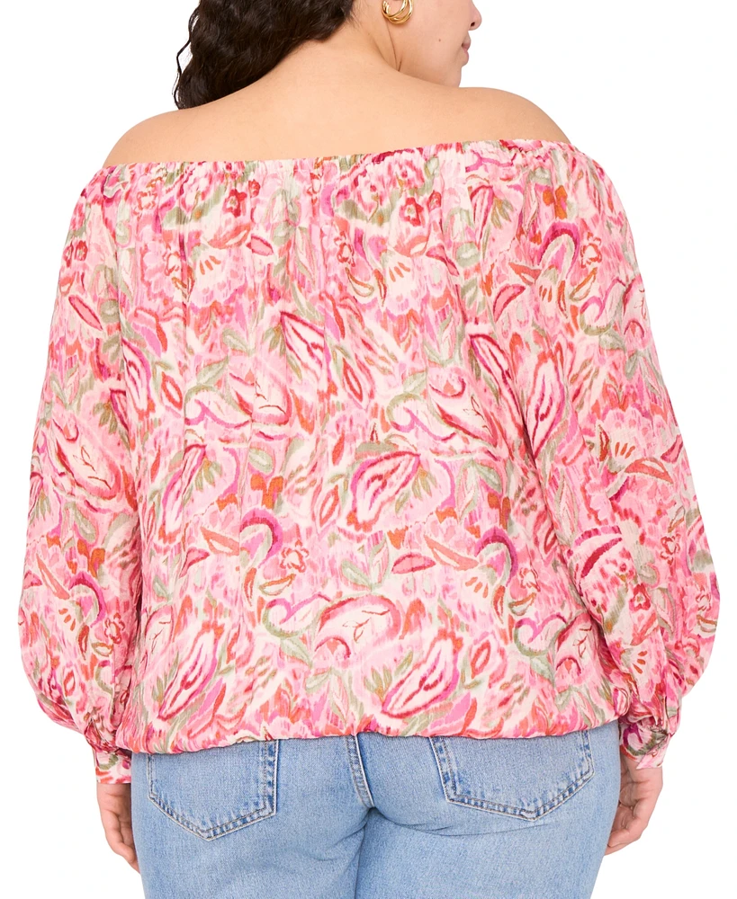 Vince Camuto Plus Printed Off-The-Shoulder Top