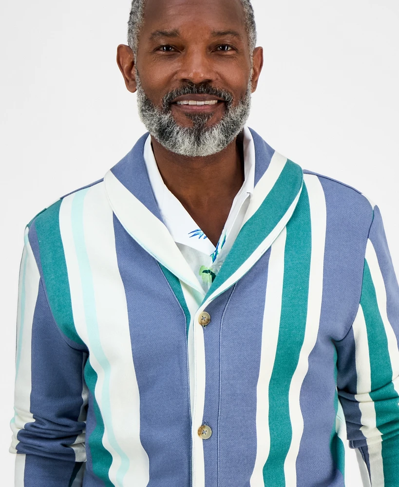 Club Room Men's Cotton Long-Sleeve Beach Stripe Cardigan, Exclusively at Macy's