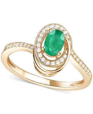 Emerald (3/8 ct. t.w.) & Diamond (1/6 Oval Swirl Ring 14k Gold (Also Ruby Sapphire)