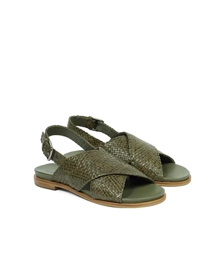 Leather Woven Crossover Sandal
