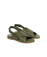 Leather Woven Crossover Sandal