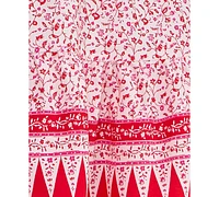 Trixxi Juniors' Halter-Neck Ruched-Waist Border-Print Dress