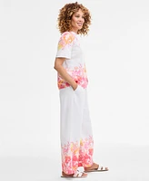 Jm Collection Women's Linen-Blend Printed Pants, Exclusively at Macy's