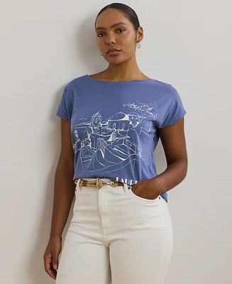 Lauren Ralph Lauren Plus Size Cotton-Blend Jersey Graphic Tee