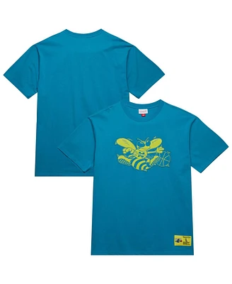 Mitchell & Ness Men's Teal Charlotte Hornets Hardwood Classics Neon Nights Premium T-Shirt