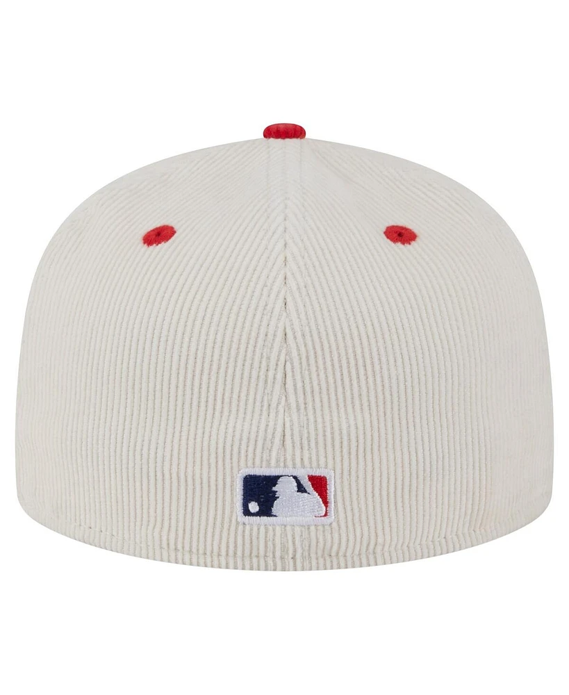 New Era Men's Cream/Red Cincinnati Reds Two-Tone Corduroy 59FIFTY Fitted Hat