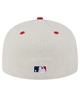 New Era Men's Cream/Red Cincinnati Reds Two-Tone Corduroy 59FIFTY Fitted Hat