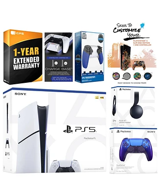 Sony Playstation 5 Slim Disc with Pulse Headset, Extra Controller, Trigger Stop Kit