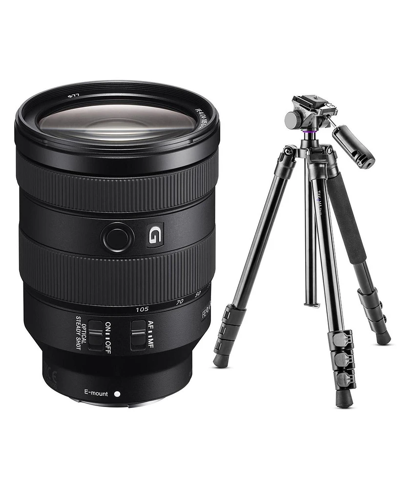 Sony Fe 24-105mm f/4 G Oss Lens for Sony E with Vanguard 264AT 4-Section Al Tripod and Tbh-100 Head