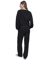 Dkny Sport Women's Rhinestone-Logo V-Neck Pullover Top