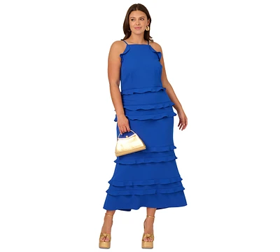 Adrianna Plus Ruffled Sleeveless Midi Dress