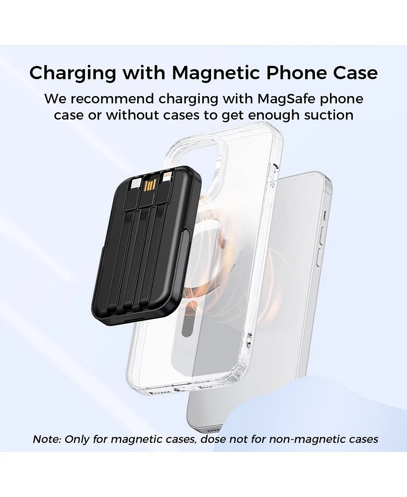 10000mAh Magnetic Power Bank w/ Stand- 3 Cables & Wireless Charging