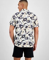 Hugo by Hugo Boss Men's Abstract Floral Beach Shirt
