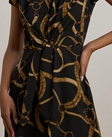 Lauren Ralph Women's Belting-Print Crepe Tie-Front Dress