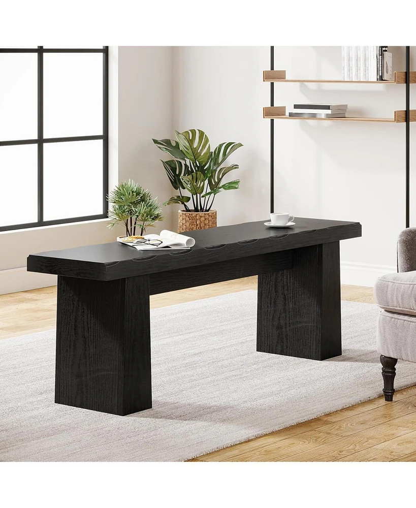 Tribesigns Wooden Entryway Bench, 47-Inch Wood Dining Table Bench Long Kitchen with Sturdy Frame for Room, Modern End of Bed Be
