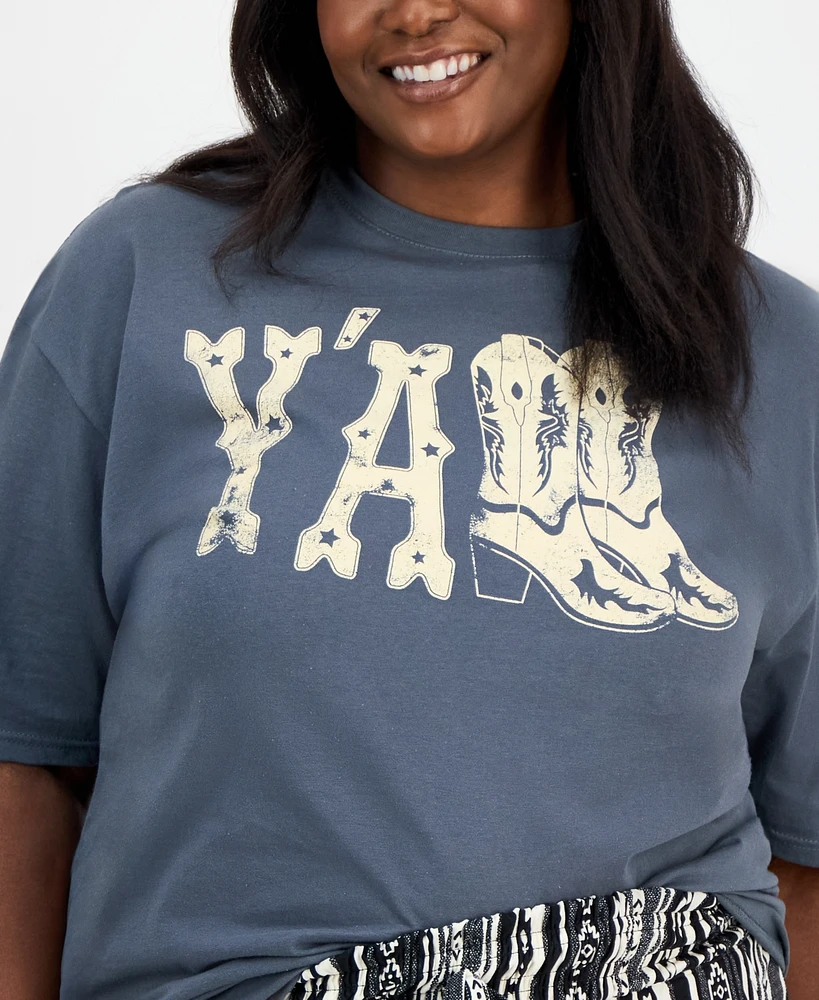 Rebellious One Trendy Plus Cotton Y'all Boyfriend Crewneck Tee