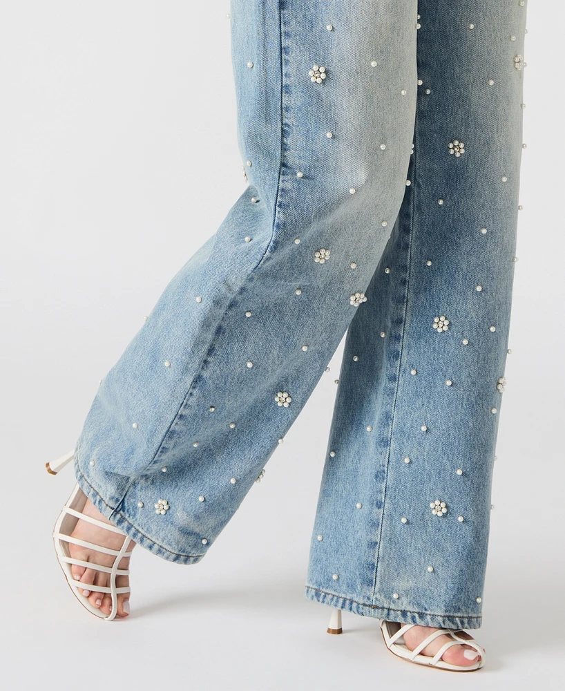 Steve Madden Women's Denim Fianna Barrel-Leg Jeans