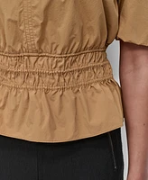 Dkny Women's V-Neck Puff-Sleeve Peplum Top