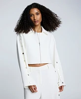 Kenneth Cole Women's Zip-Front Snap-Arm Jacket