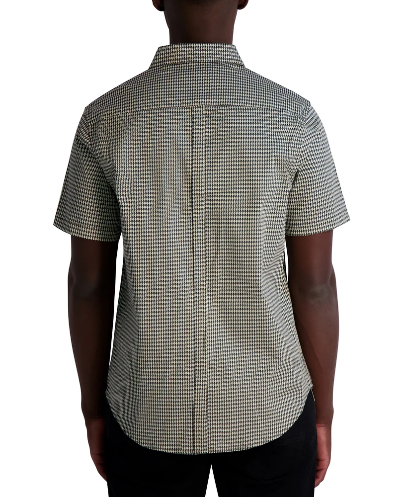 Karl Lagerfeld Paris Men's Woven Houndstooth Shirt