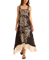 Vince Camuto Women's Floral Square-Neck Smocked-Back Sleeveless Maxi Dress