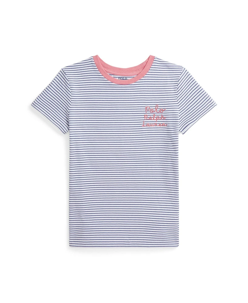 Polo Ralph Lauren Big Girls Striped Logo Jersey T-Shirt