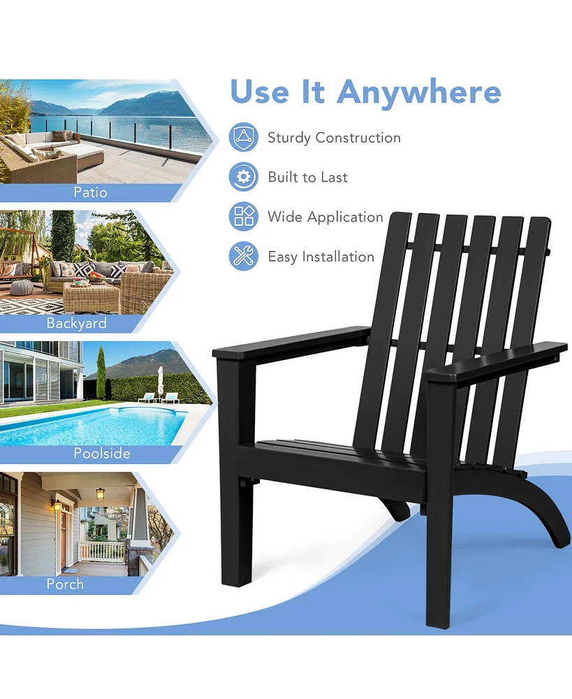 Patio Adirondack Chair Acacia Wood Lounge Armrest Garden Deck
