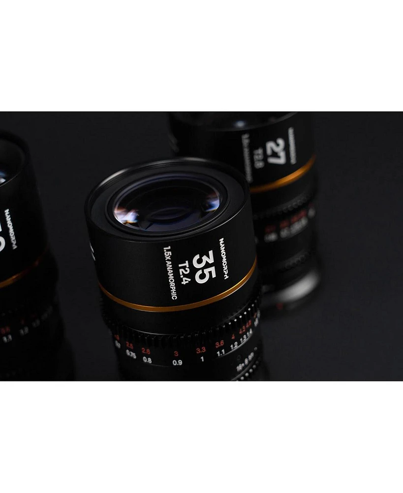 Venus Laowa Nanomorph S35 Prime 3-Lens Bundle with 35mm, 50mm T2.4 and 27mm T2.8 Anamorphic Lens for Dji Dl, Amber Flare