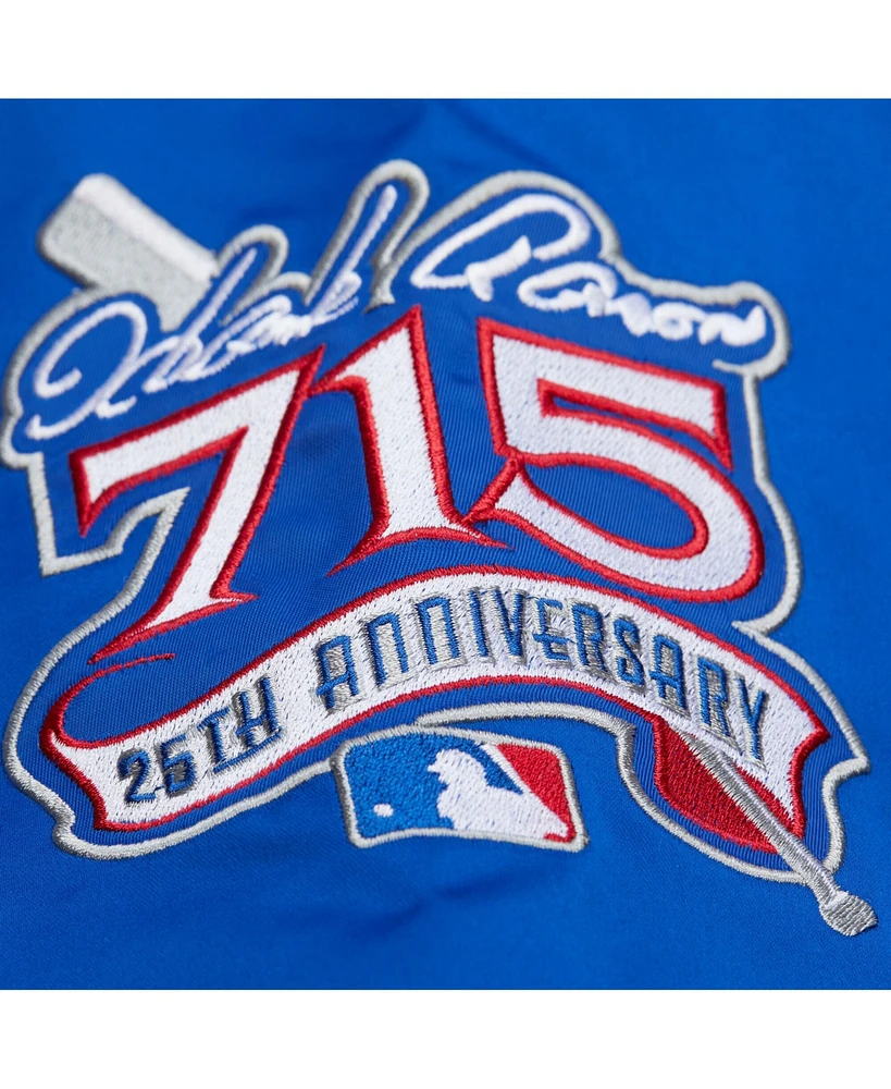 Mitchell & Ness Men's Hank Aaron Royal Atlanta Braves Legends Collection Vintage Satin Full-Snap Jacket