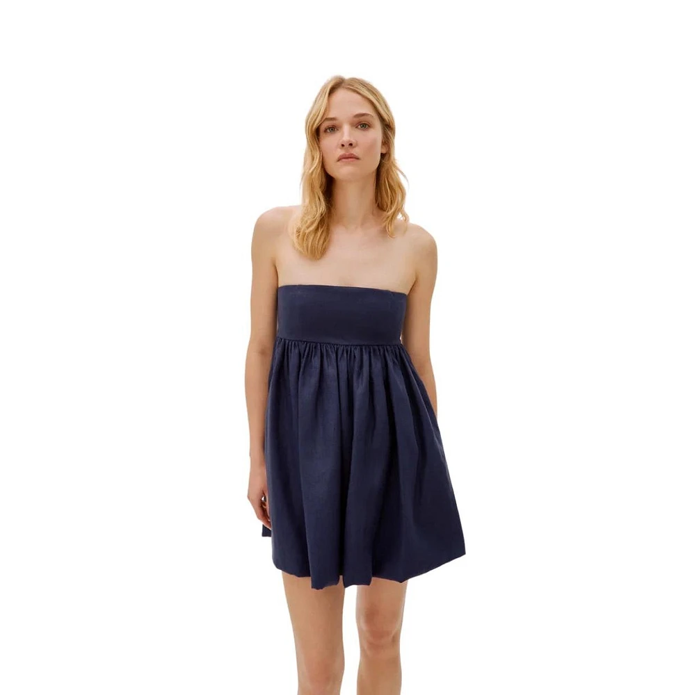 Mykonos Linen Strapless Dress