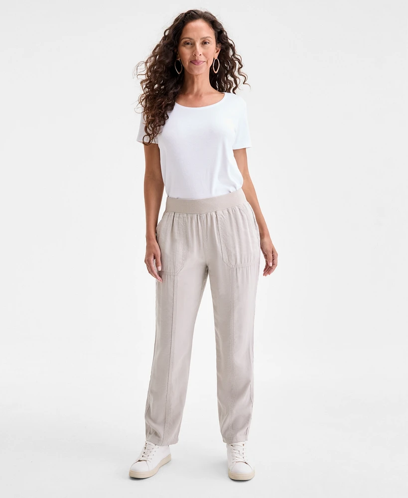 Style & Co Women's Mid-Rise Pull On Straight-Leg Ankle Pants, Created for Macy's