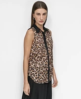 Dkny Women's Sleeveless Leopard-Print Blouse