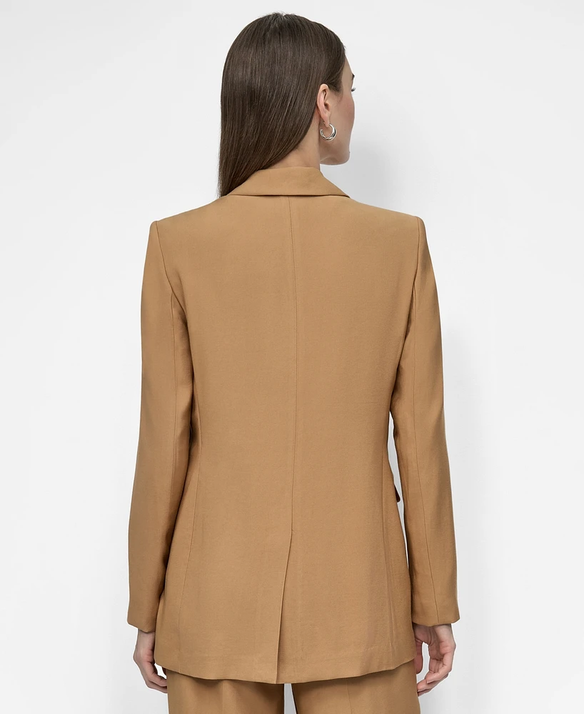 Dkny Women's Notched Collar One-Button Blazer