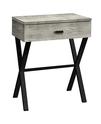 Mixed Material End Table with Drawer – Wood Top & Metal Base