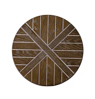 Wood and Iron Round End Table with Shelf for Living Room or Bedroom