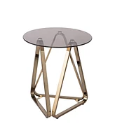 Round Glass and Iron End Table for Modern Home or Office Decor