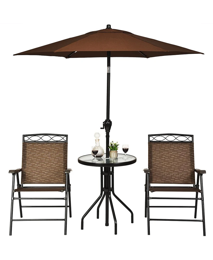 Gymax 3PCS Bistro Set Conversation Set Pub Patio Outdoor w/ Folding Chairs Table