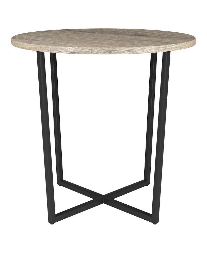 Rustic 20" Round End Table Wood Top with Sturdy Steel Frame