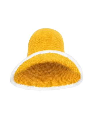 Brunna.co Bloom Line Crochet Sun Hat In Canary Yellow