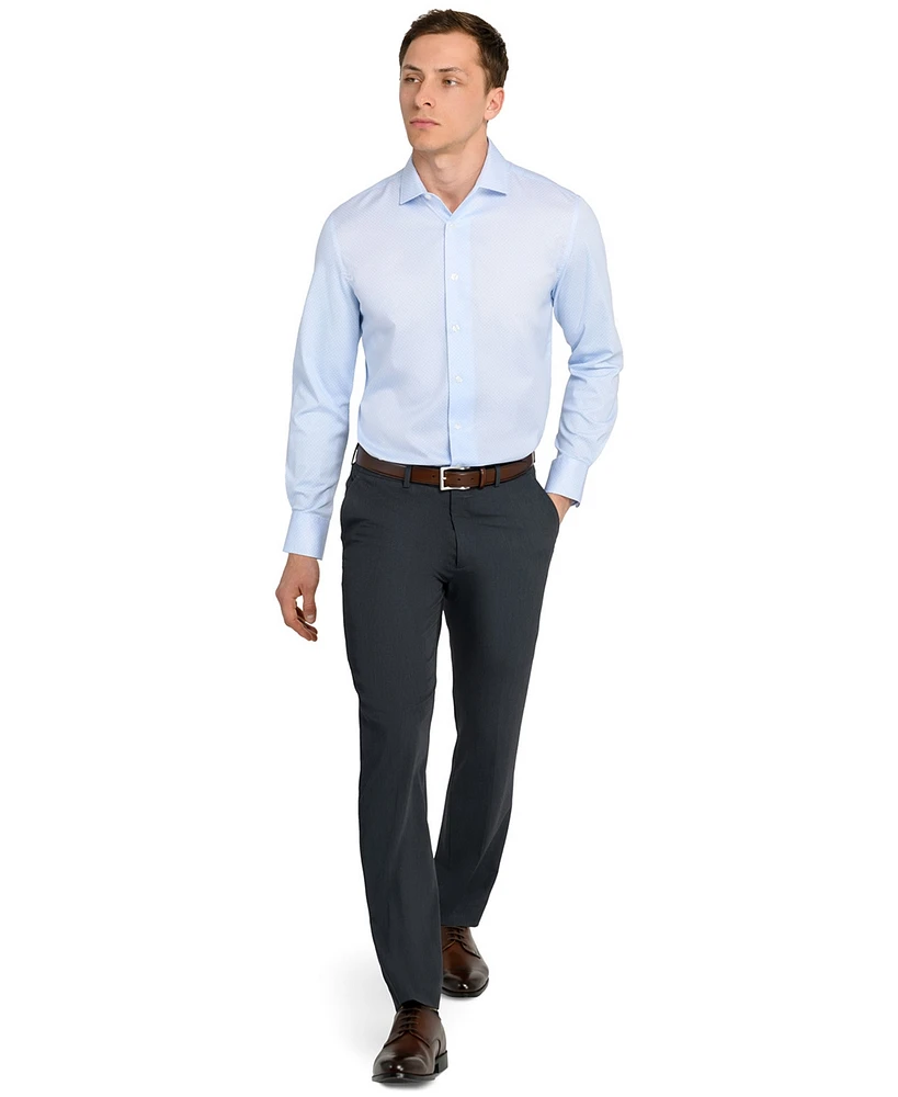 Michelsons Of London Men's Geometric Hybrid Slim Fit Easy Care Long Sleeve Shirt
