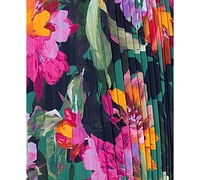 Xscape Plus Printed Halter-Neck Pleated Sleeveless Gown