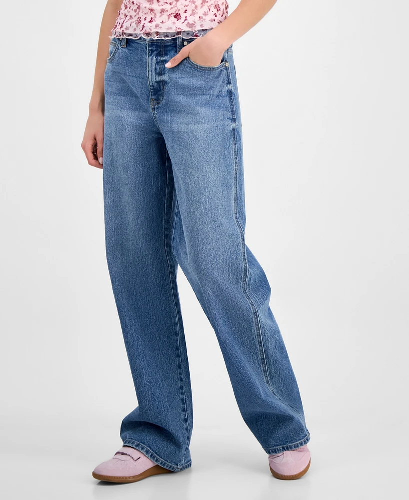 Celebrity Pink Juniors' High Rise Baggy Wide-Leg Curvy Jeans